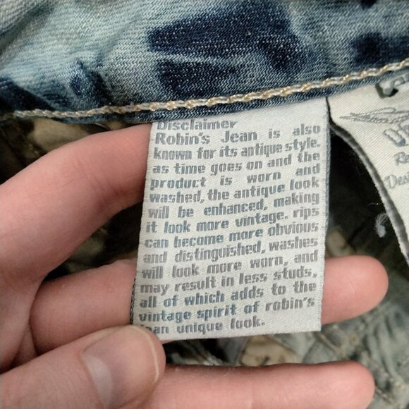 Robin's Jean Distressed Shorts Sz 36 Fits 35 Acid Wash Studded Grunge Opium - Picture 5 of 6